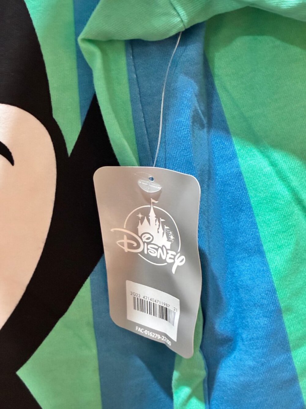NWT Disney Mickey Mouse 2X Blue Green Striped Graphic CottonT Shirt Dress - Picture 4 of 5